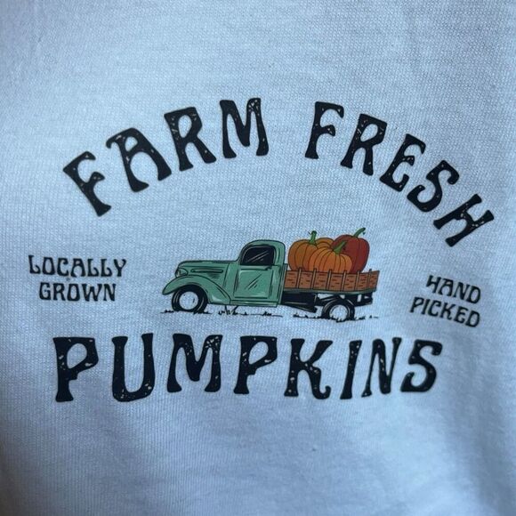 Fall T-shirt Farm Fresh Pumpkins Graphic Tee Short Sleeve White NEW Unisex - Picture 5 of 9